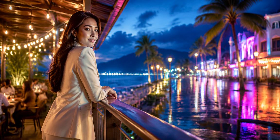 Pengguna Langkawi bermain Teen Patti kasino dalam talian gaya Melayu di tepi pantai